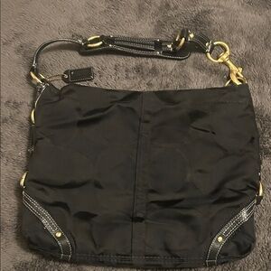 Coach Black Nylon Shoulder Bag with Gold Hardware